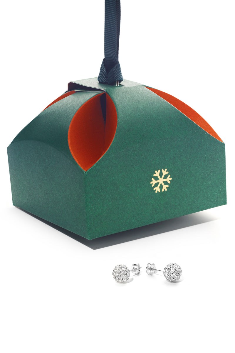 Christmas Bauble Gift | Sterling Silver Crystal Ball Stud Earrings