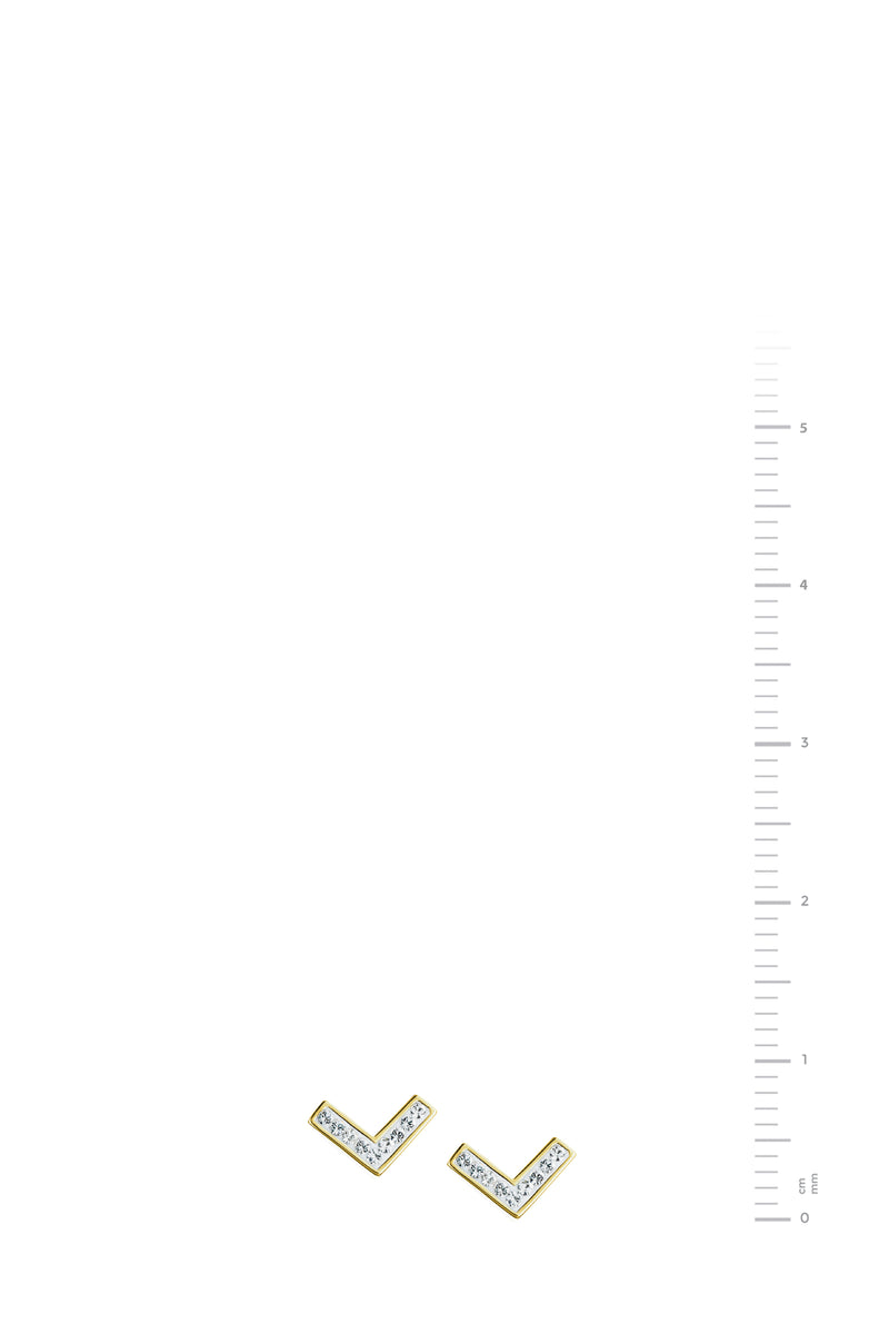 Gold Plated Sterling Silver Crystal Chevron Stud Earrings