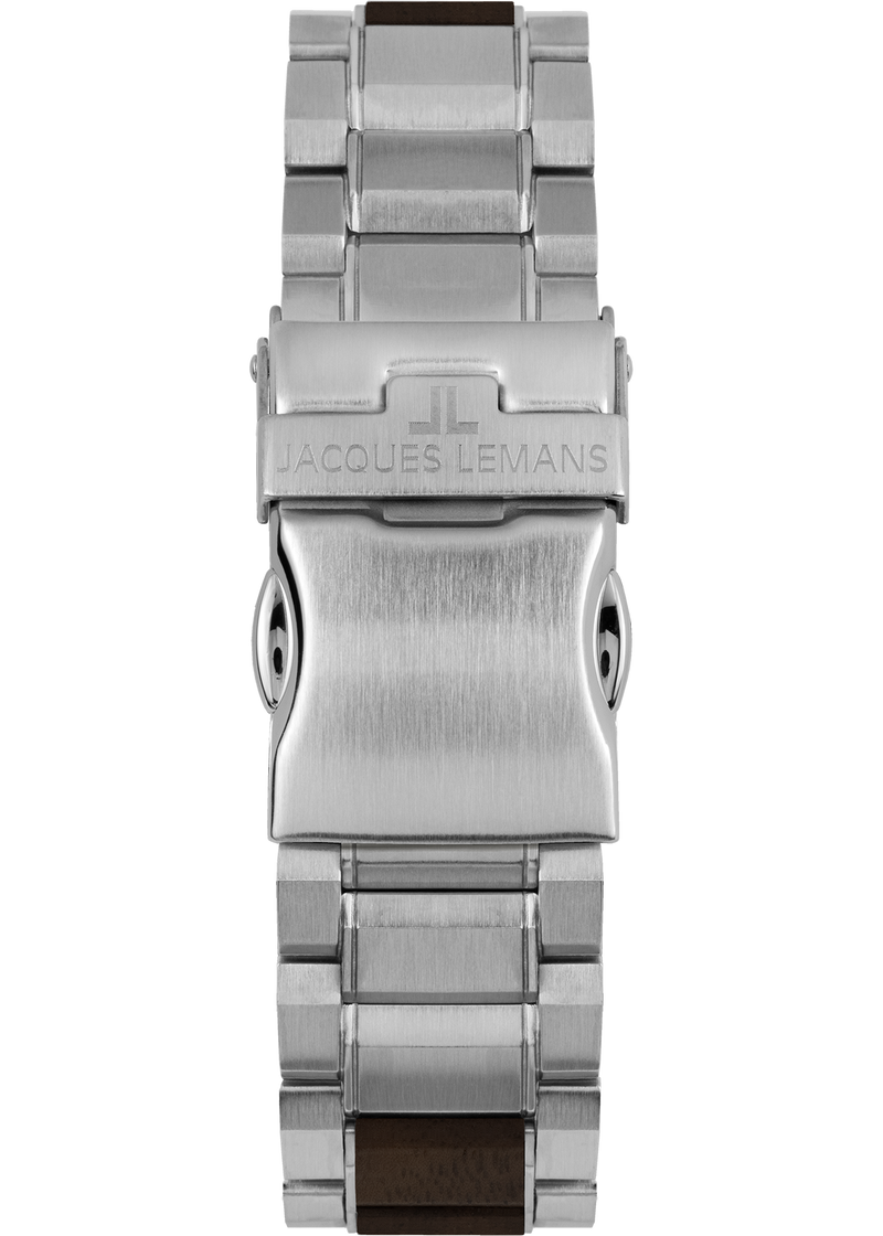 Eco Power Solar Wood Chronograph Stainless Steel Men's Bracelet Watch