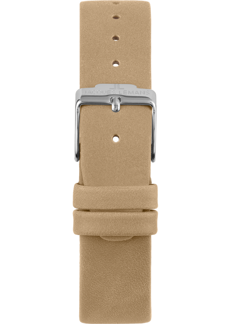 Eco Power Solar Mother of Pearl Beige Leather Strap Women's Watch