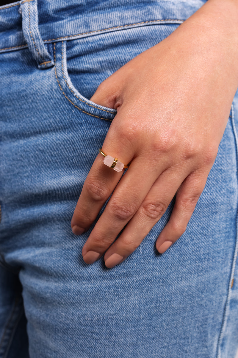 18ct Gold Plated Sterling Silver Rose Quartz Ring