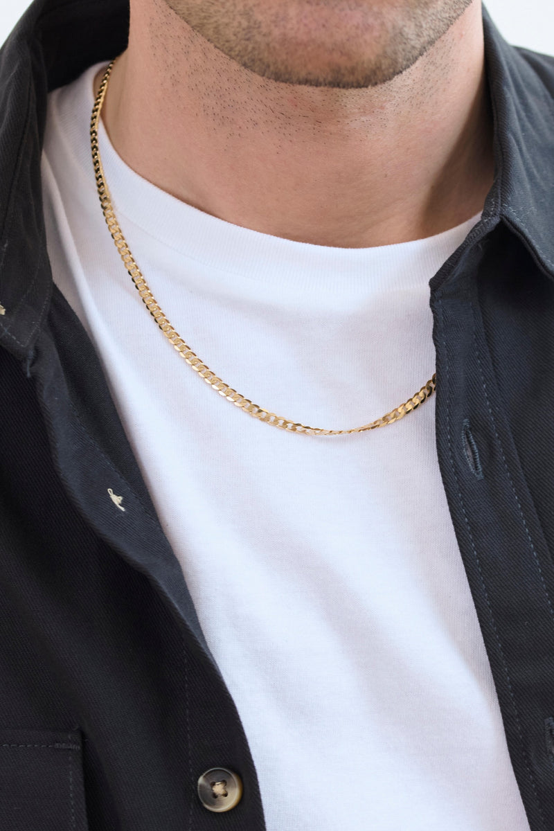 9ct Yellow Gold Solid Curb Chain Necklace (3.75mm) 20 inch