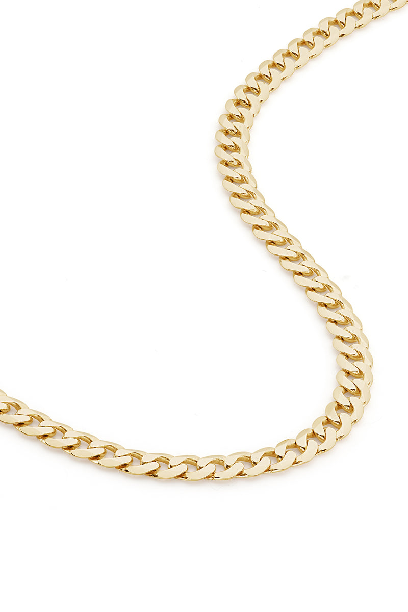 9ct Yellow Gold Solid Curb Chain Necklace (4mm) 22 inch