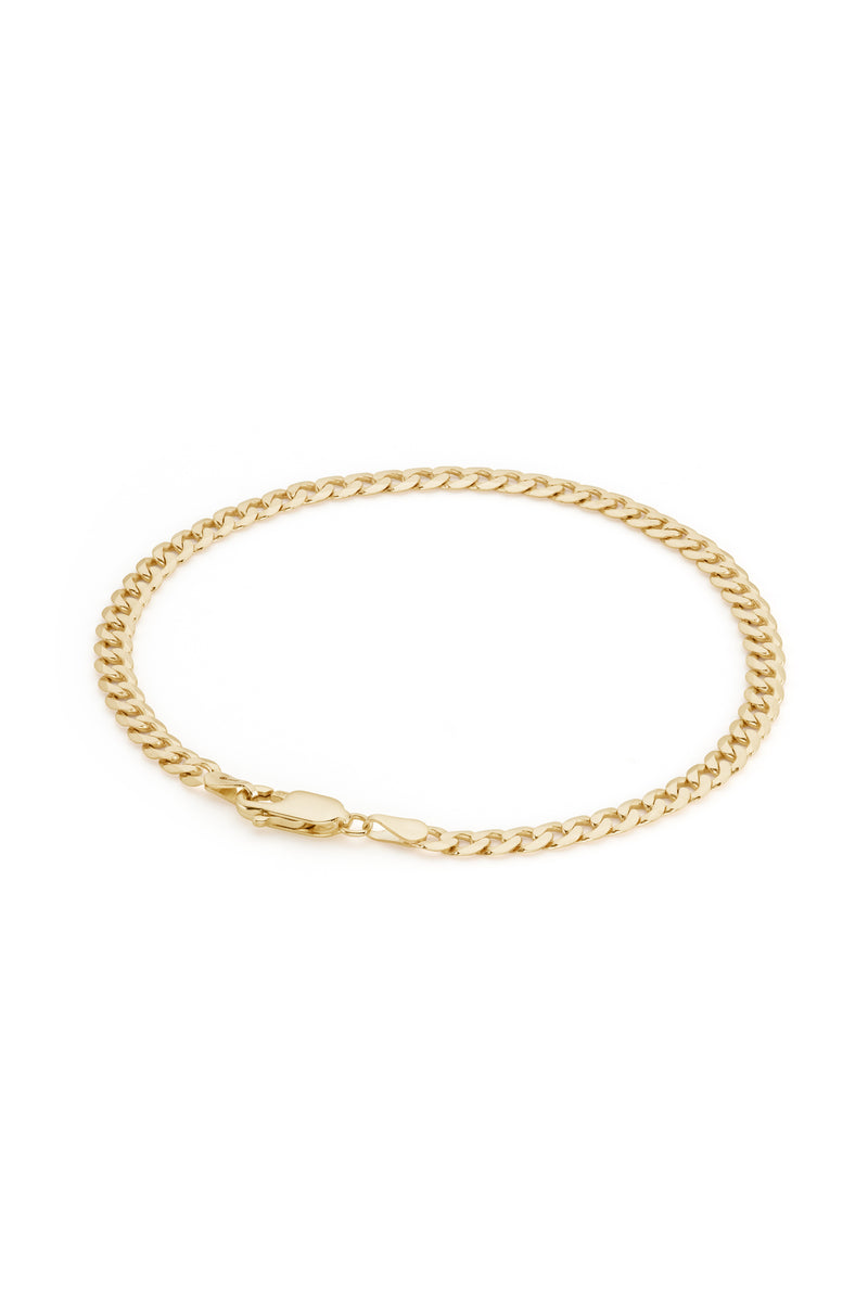 9ct Yellow Gold Solid Curb Chain Bracelet (4mm) 8 inch