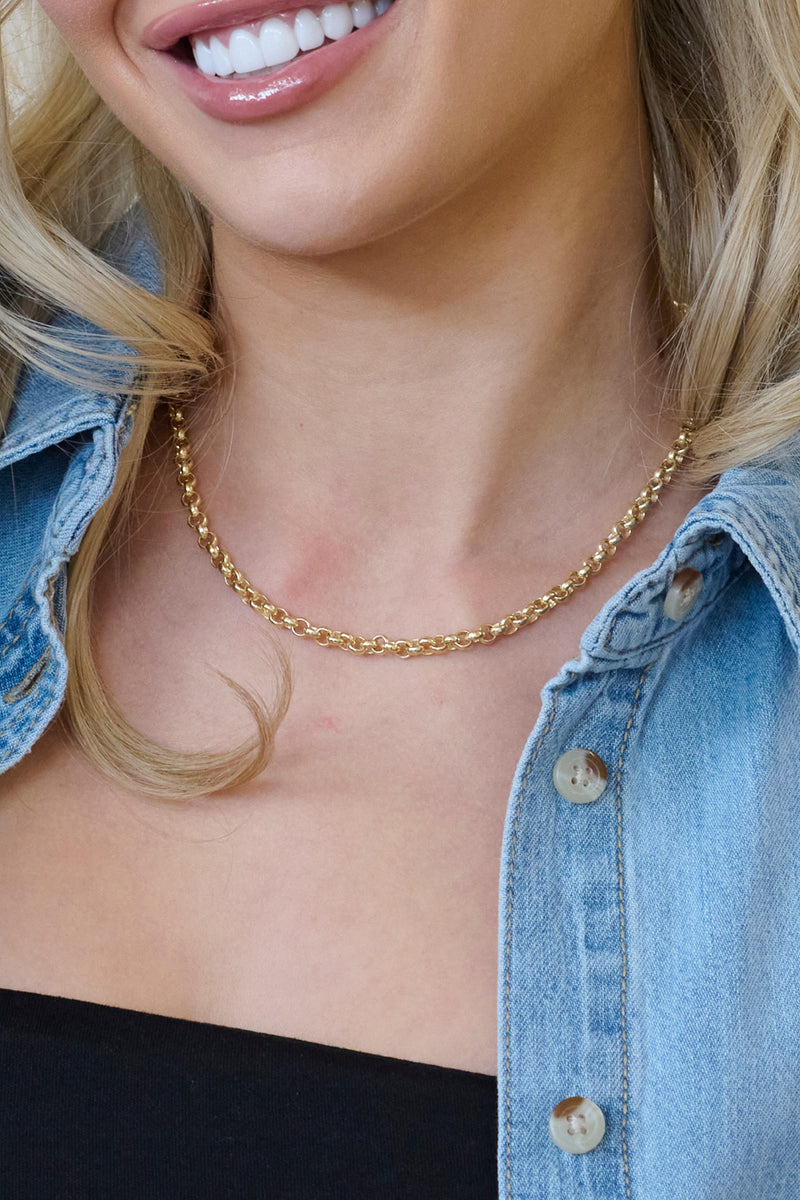 9ct Yellow Gold Rolo Chain Necklace (5mm) 18 inch