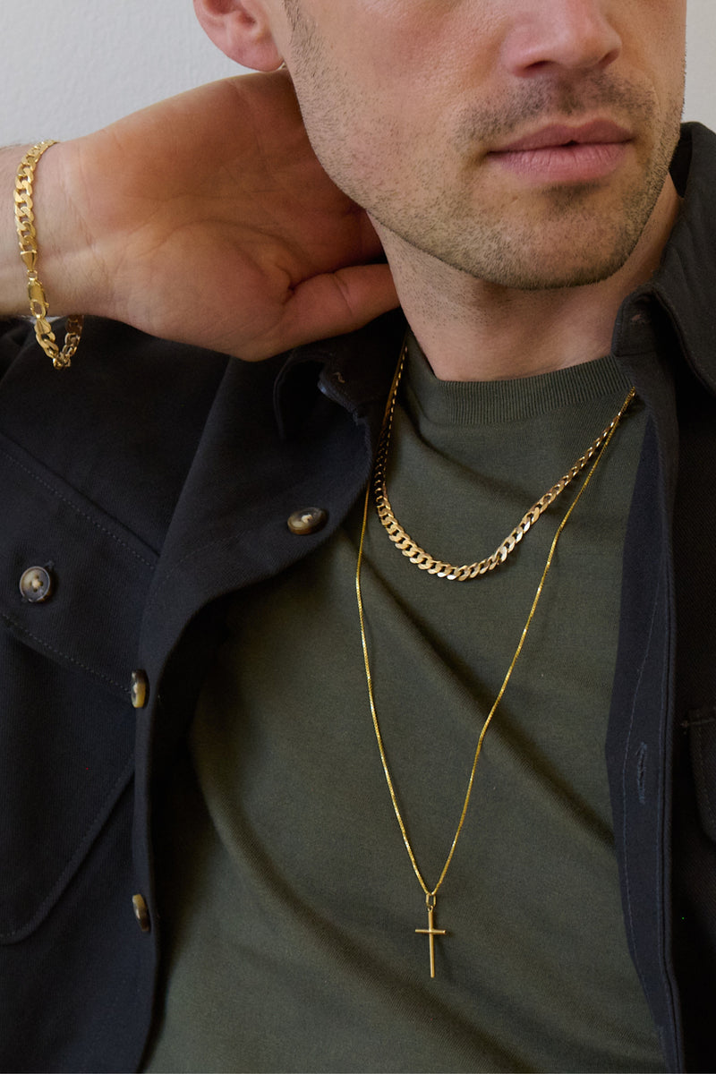 9ct Yellow Gold Solid Curb Chain Necklace (6.5mm) 20 inch