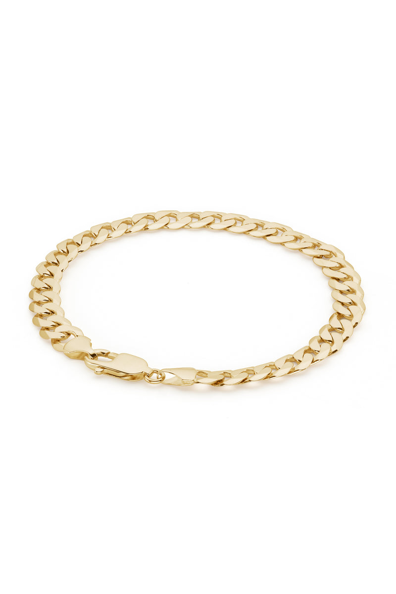 9ct Yellow Gold Solid Curb Chain Bracelet (7mm) 8.25 inch