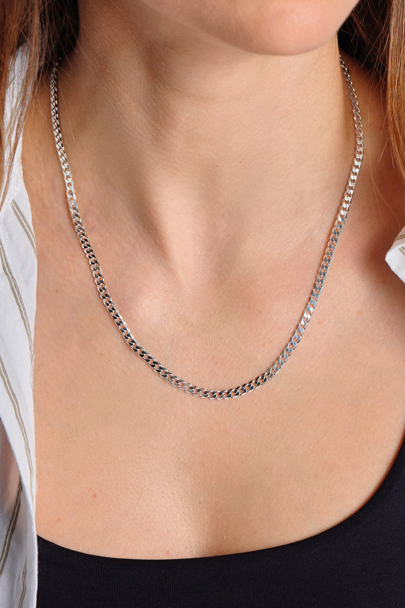 Sterling Silver Curb Chain (3.5mm) Necklace 20 inch