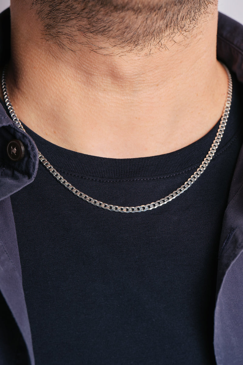 Sterling Silver Curb Chain (3.5mm) Necklace 20 inch