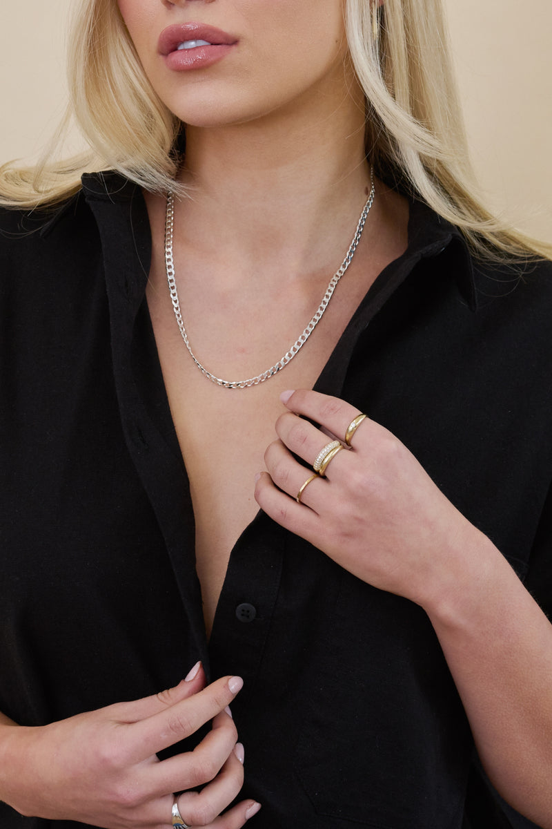 Sterling Silver Curb Chain (4.3mm) Necklace 20 inch