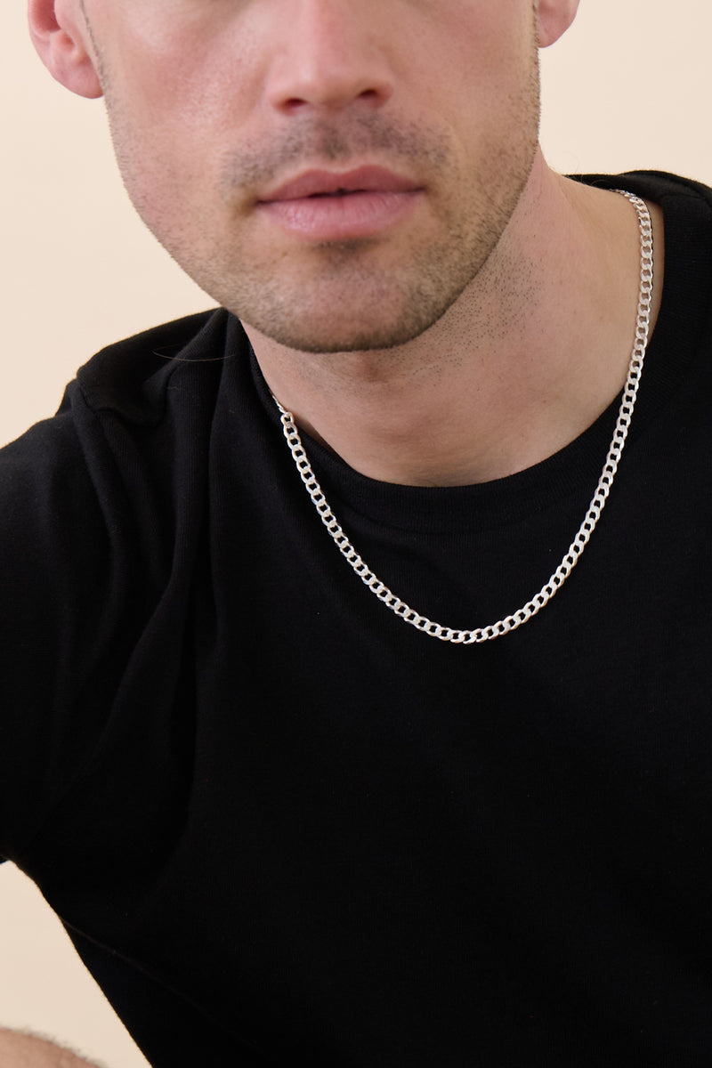 Sterling Silver Curb Chain (4.3mm) Necklace 20 inch
