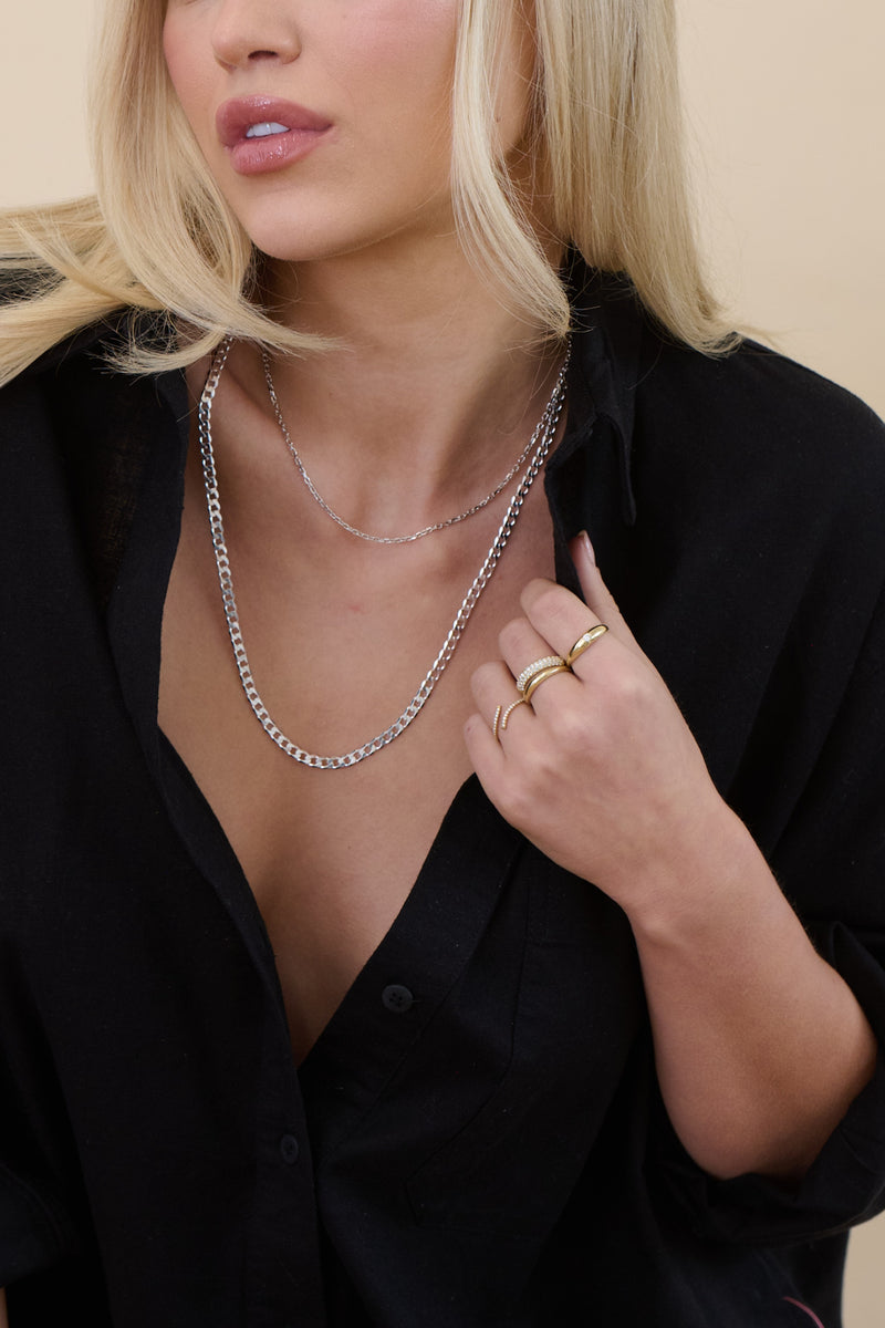 Sterling Silver Curb Chain (4.3mm) Necklace 24 inch