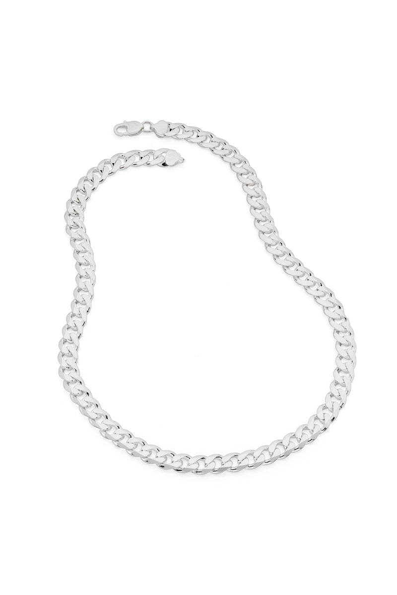 Sterling Silver Curb Chain (9mm) Necklace 22 inch