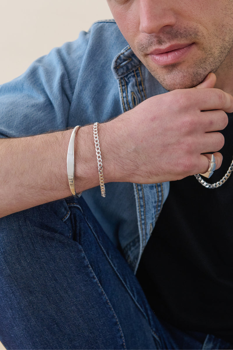 Sterling Silver Curb Chain (4.3mm) Bracelet 8 inch