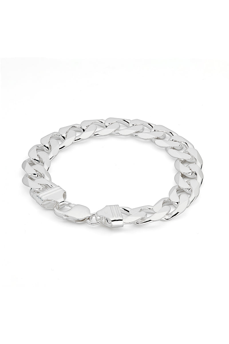 Sterling Silver Curb Chain (13.3mm) Bracelet 8.5 inch