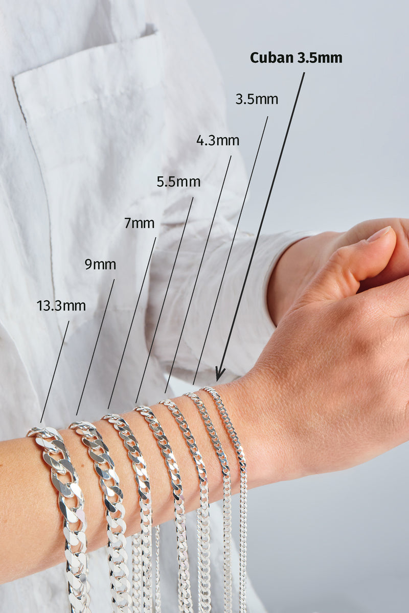 Sterling Silver Curb Chain Cuban (3.5mm) Necklace 24 inch