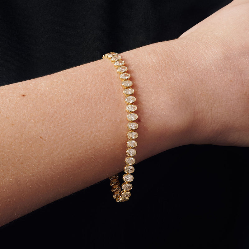 Briony | 9ct Yellow Gold 8.41ct tw. Lab Grown Diamond Oval Tennis Bracelet