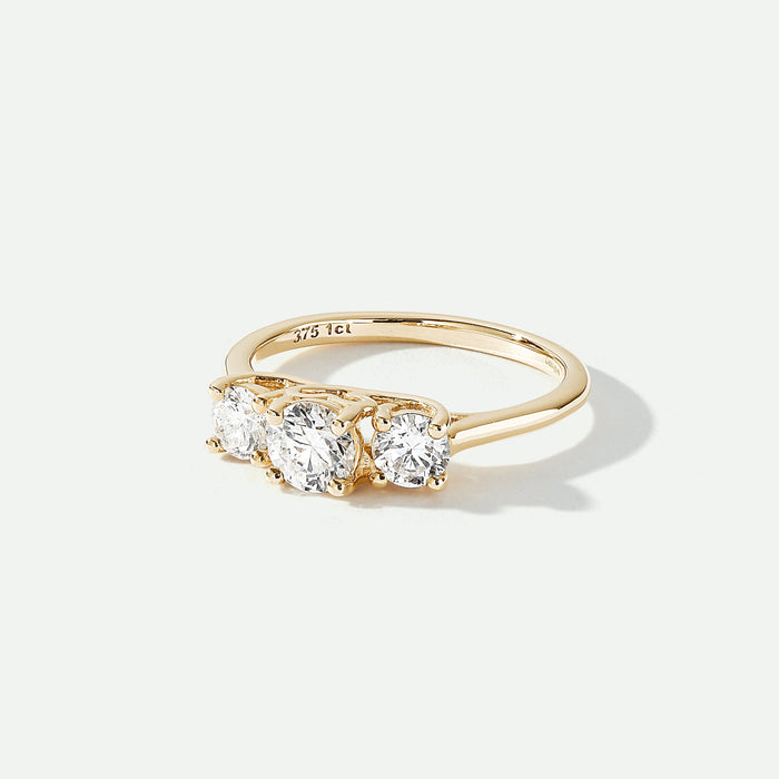 Audrey | 9ct Yellow Gold 1ct tw Lab Grown Diamond Three Stone Ring-2