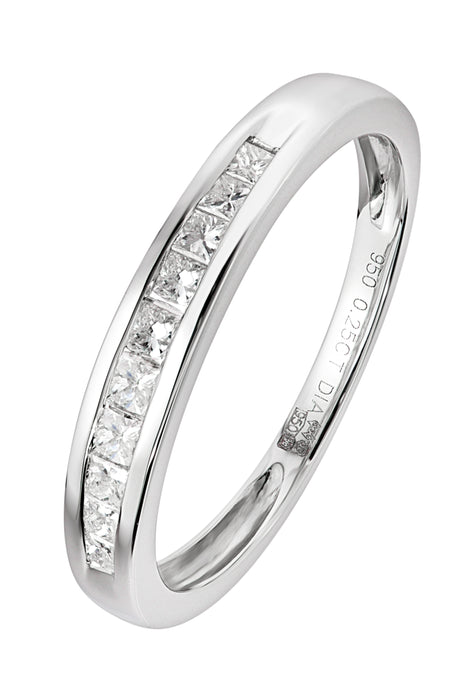 Platinum 0.25ct Princess Cut Diamond Half Eternity Ring