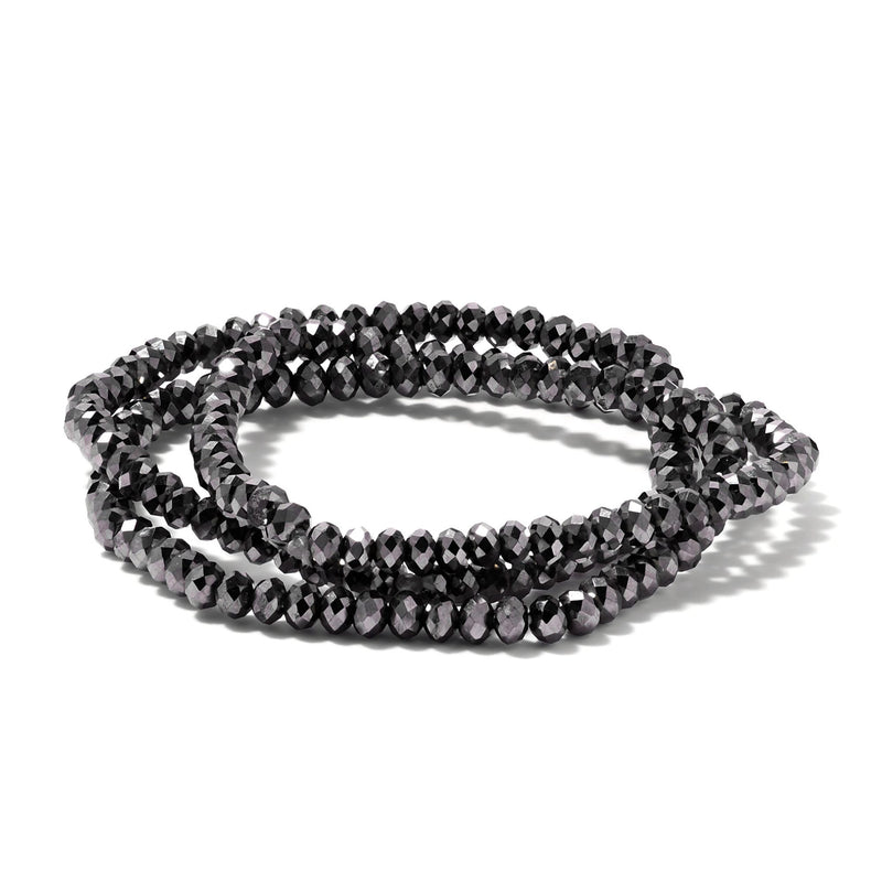 Gun-Grey Crystal Beads Trio Stretch Bracelet