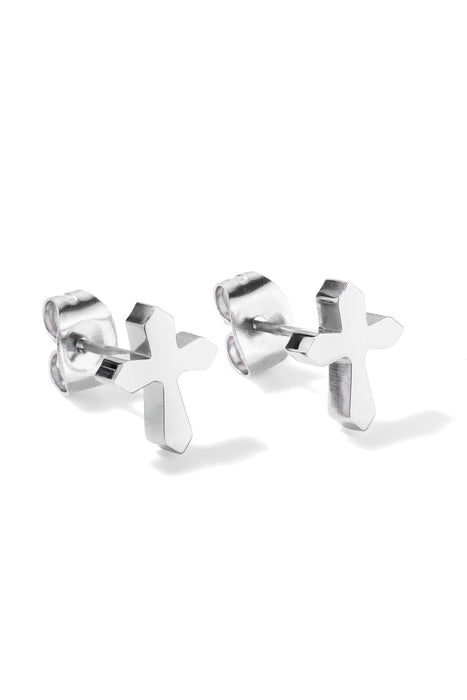 Men's Stainless Steel Cross Stud Earrings