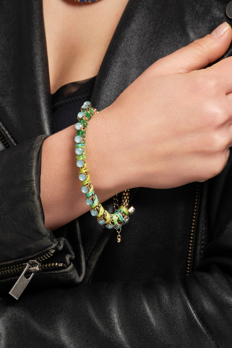 Gold Tone Green Boho Bracelet