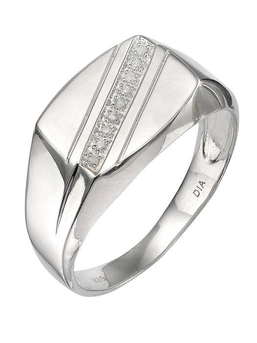 Sterling Silver Diamond Signet Ring