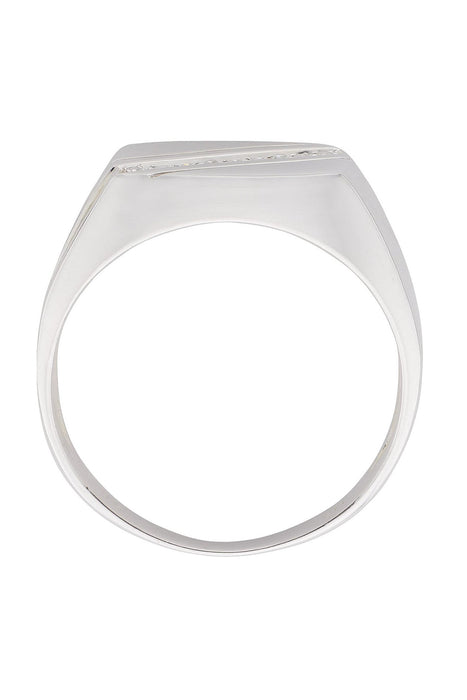 Sterling Silver Diamond Signet Ring