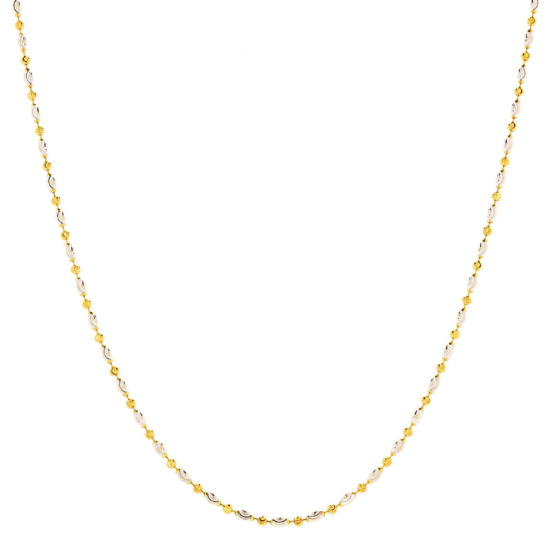 Sterling Silver Two Colour Diamond Cut Beaded Necklace