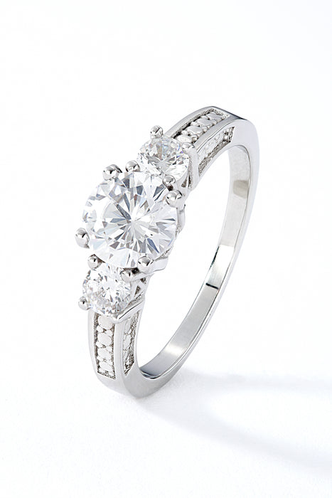 Sterling Silver White Cubic Zirconia Trilogy Dress Ring