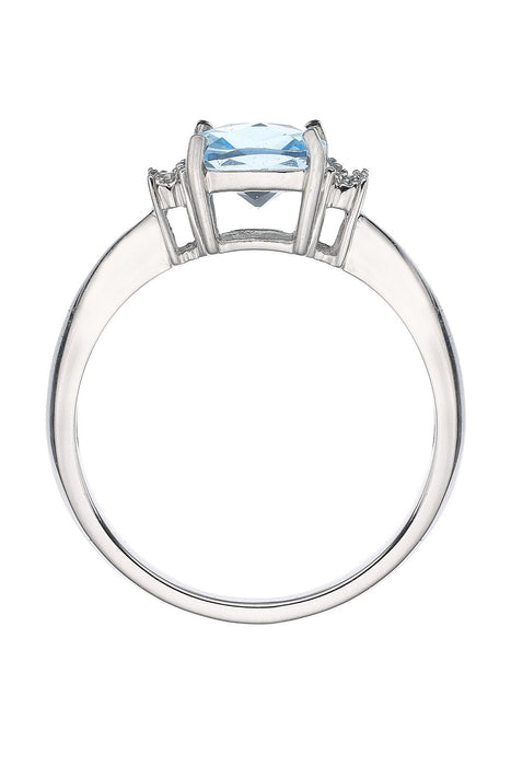 9ct White Gold Blue Topaz and Diamond Ring