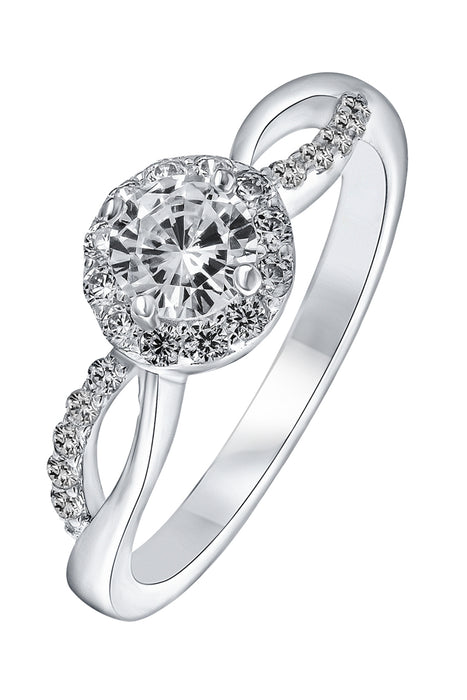 Sterling Silver Cubic Zirconia Halo Ring