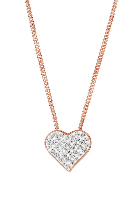 Sterling Silver Rose Gold PLated Crystal Pendant Necklace