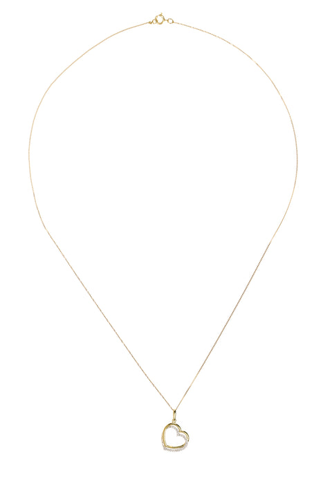 9ct Yellow Gold Cubic Zirconia Double Heart Pendant Necklace