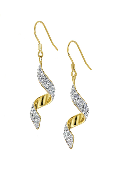 Sterling Silver Gold Plated Crystal Swirl Hook Earring and Pendant Set