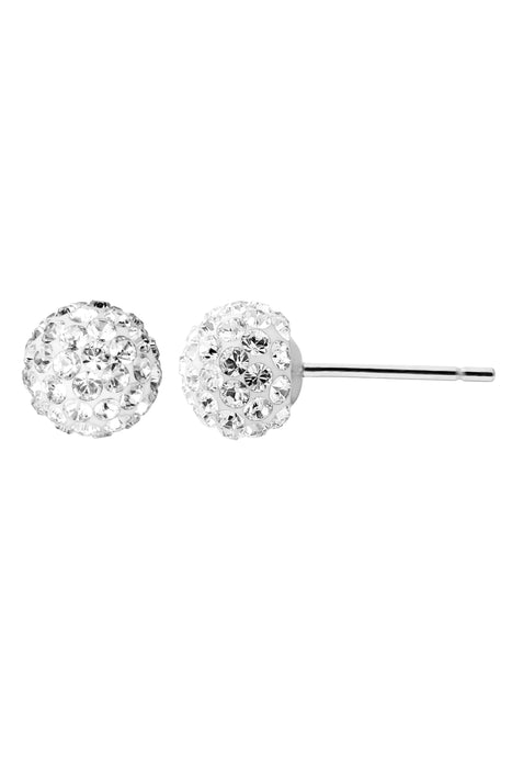 Sterling Silver Crystal 9.5mm Ball Pendant and 7.5mm Stud Earrings Set