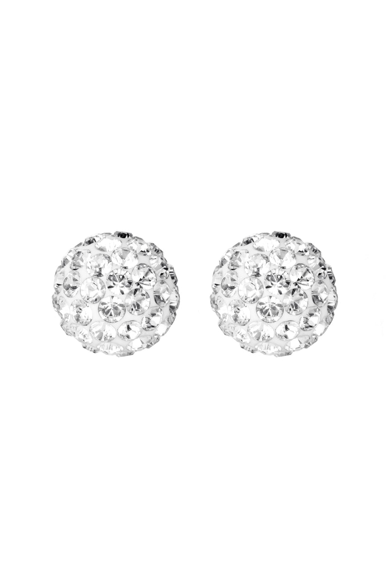 Sterling Silver Crystal 9.5mm Ball Pendant and 7.5mm Stud Earrings Set