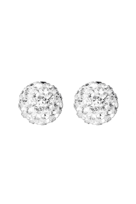 Sterling Silver Crystal 9.5mm Ball Pendant and 7.5mm Stud Earrings Set