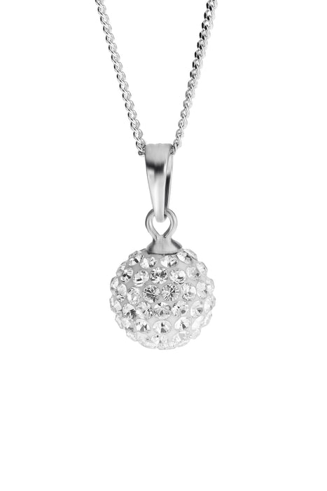 Sterling Silver Crystal 9.5mm Ball Pendant and 7.5mm Stud Earrings Set