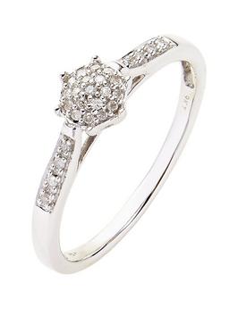 9ct White Gold 0.10ct Diamond Cluster Ring