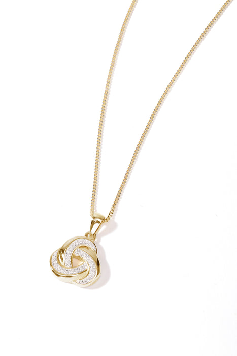 Sterling Silver Gold Plated Crystal Knot Pendant