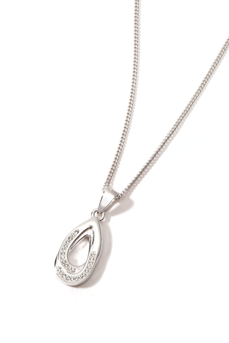 Sterling Silver Crystal Open Teardrop Pendant