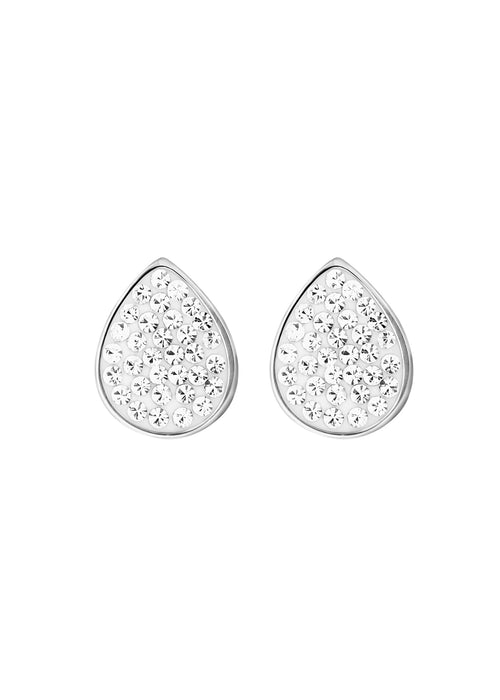 Sterling Silver Crystal Tear Drop Stud Earrings