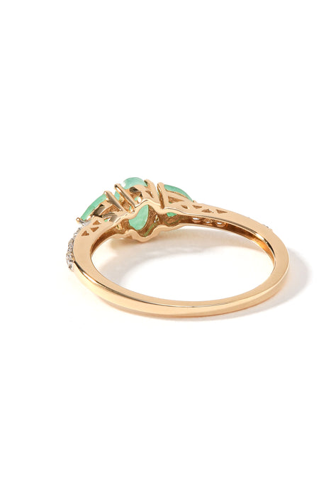 9ct Yellow Gold Emerald & Diamond Trilogy Ring