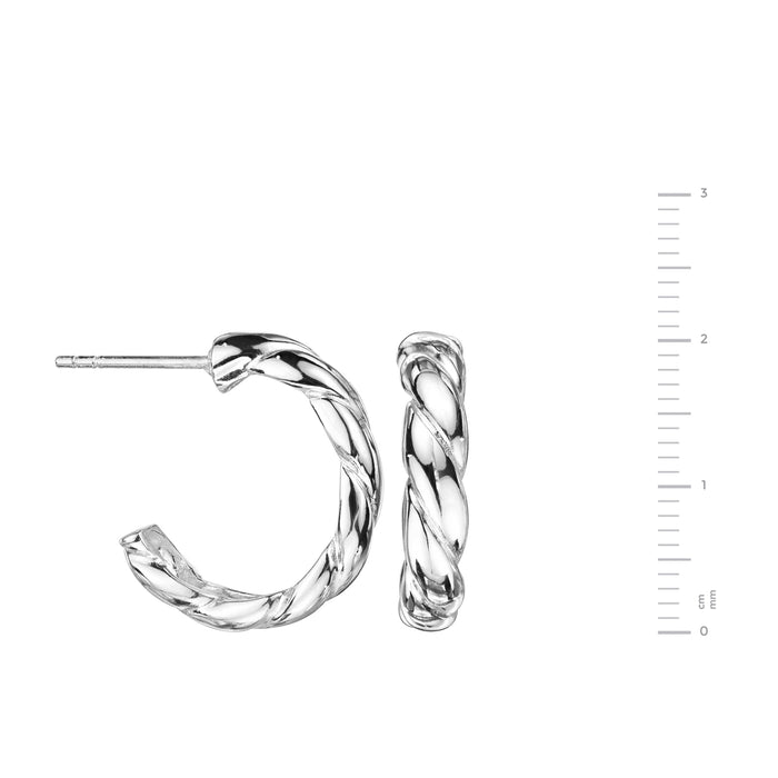 Sterling Silver Twisted 20mm Half Hoop Stud Earrings