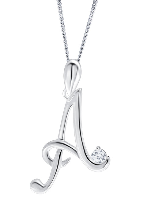 Sterling Silver Cubic Zirconia Initial Pendant Necklace