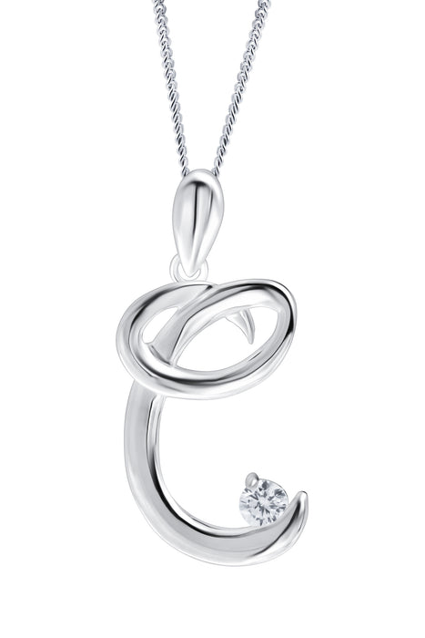 Sterling Silver Cubic Zirconia Initial Pendant Necklace