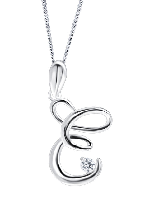 Sterling Silver Cubic Zirconia Initial Pendant Necklace