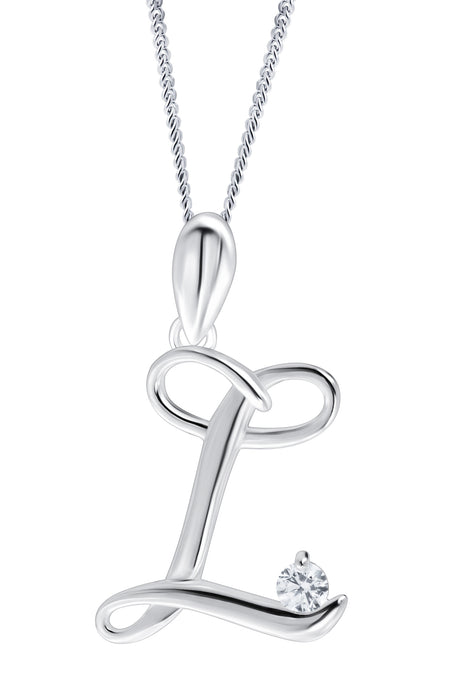 Sterling Silver Cubic Zirconia Initial Pendant Necklace