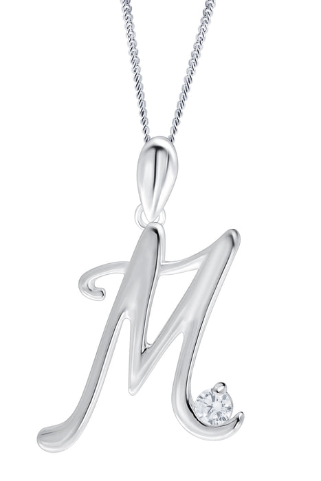 Sterling Silver Cubic Zirconia Initial Pendant Necklace